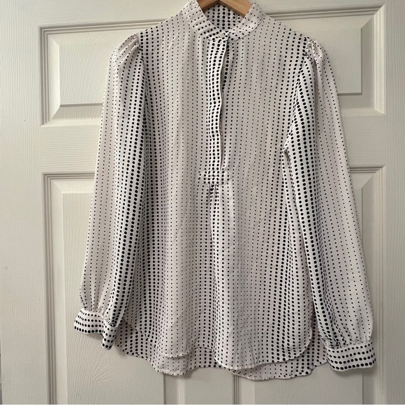 Anne Klein Florentine Dot Print Poet Blouse - Picture 4 of 6